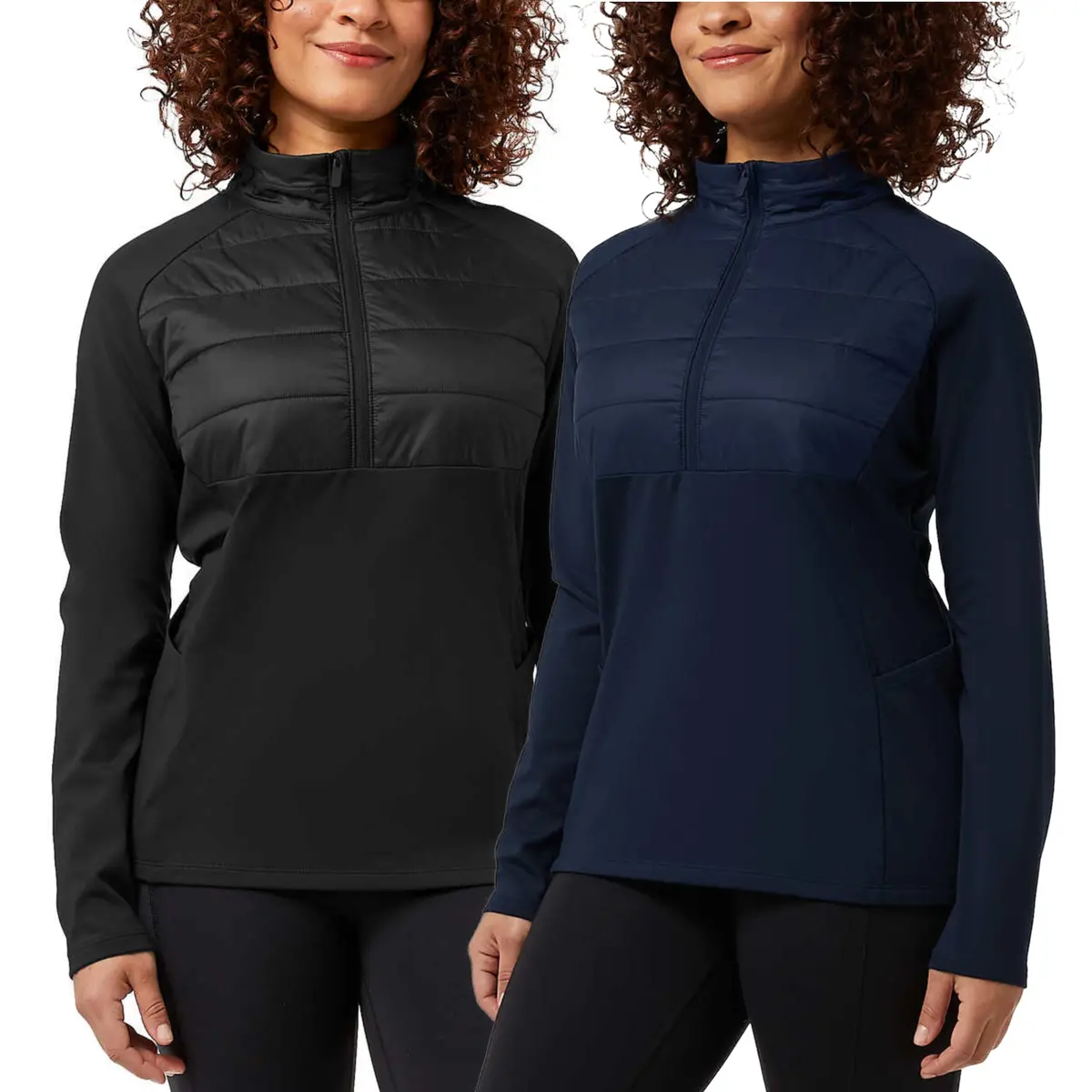 32 Degrees Women's Half Zip Fleece Lined Stretch Comfort Sweatshirt Active Top 1