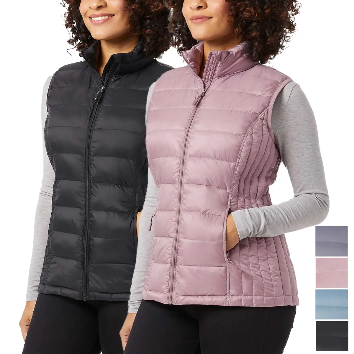 32 Degrees Women's Quilted Stand-Up Collar Lightweight Warmth Full Zip Vest 1