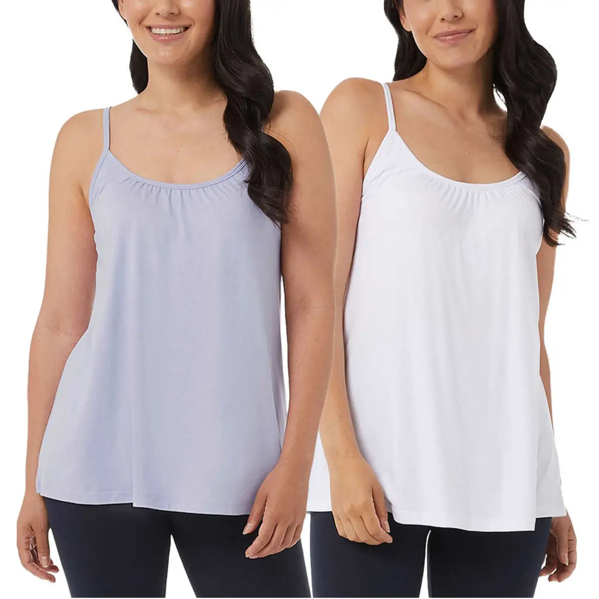 32 Degrees Women's  2-Pack Wire Free Built-In Bra Stretch Top Relaxed Fit Camisole 1