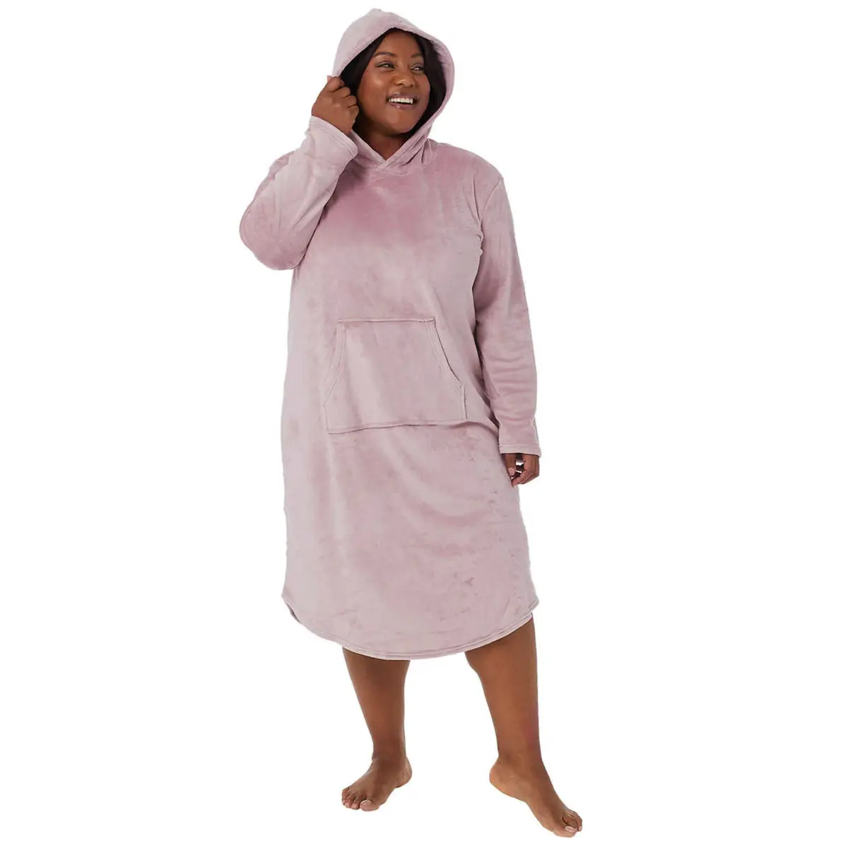 32 Degrees Women's Cozy Soft Velour Front Pocket Hooded Lounger 1