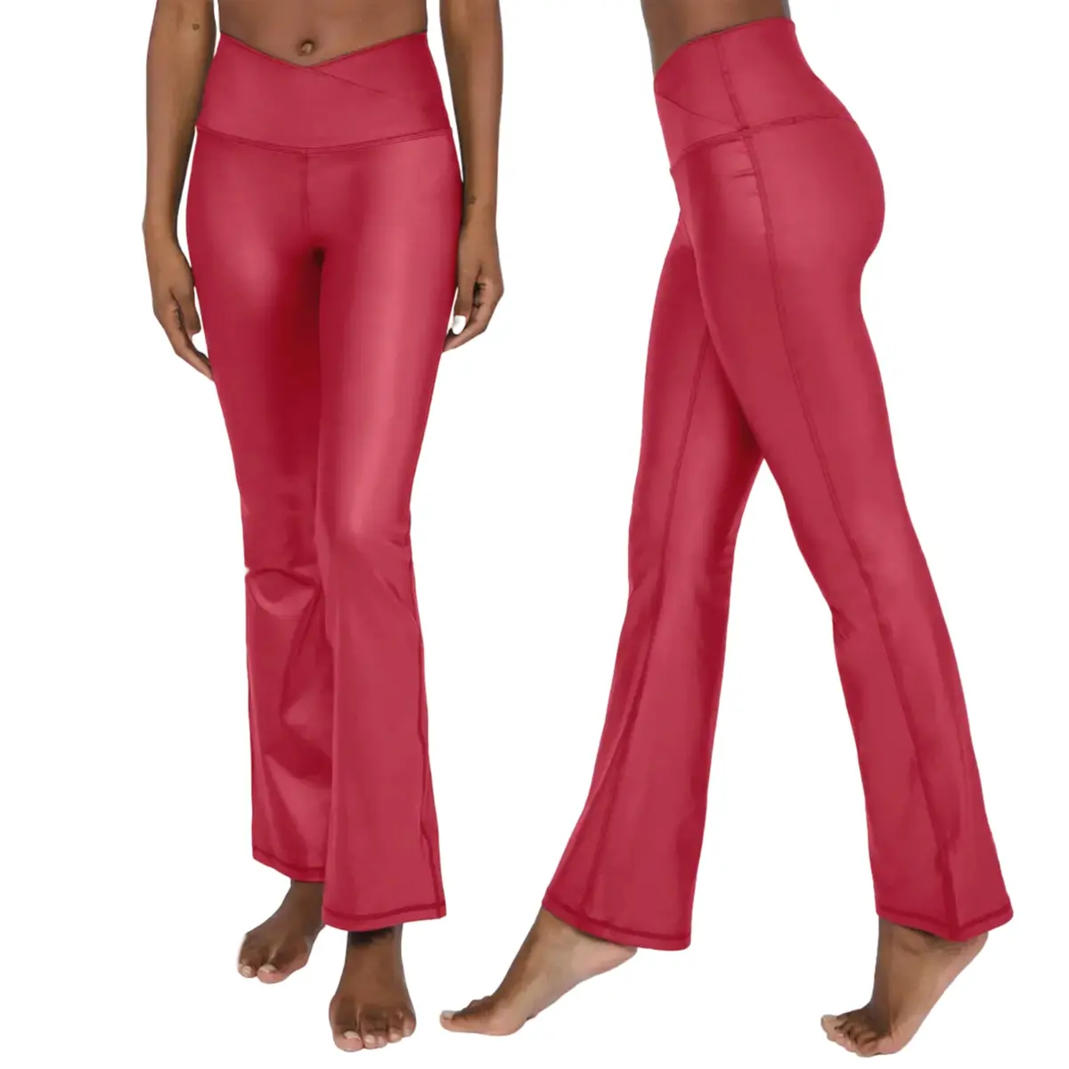 90 Degree By Reflex Women's High Rise Tummy Control Flared Leg Athletic Yoga Pants 1