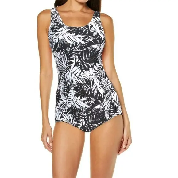 Shore Shapes Tummy Control Floral Print One-Piece Beach Pool Swim Dress 1