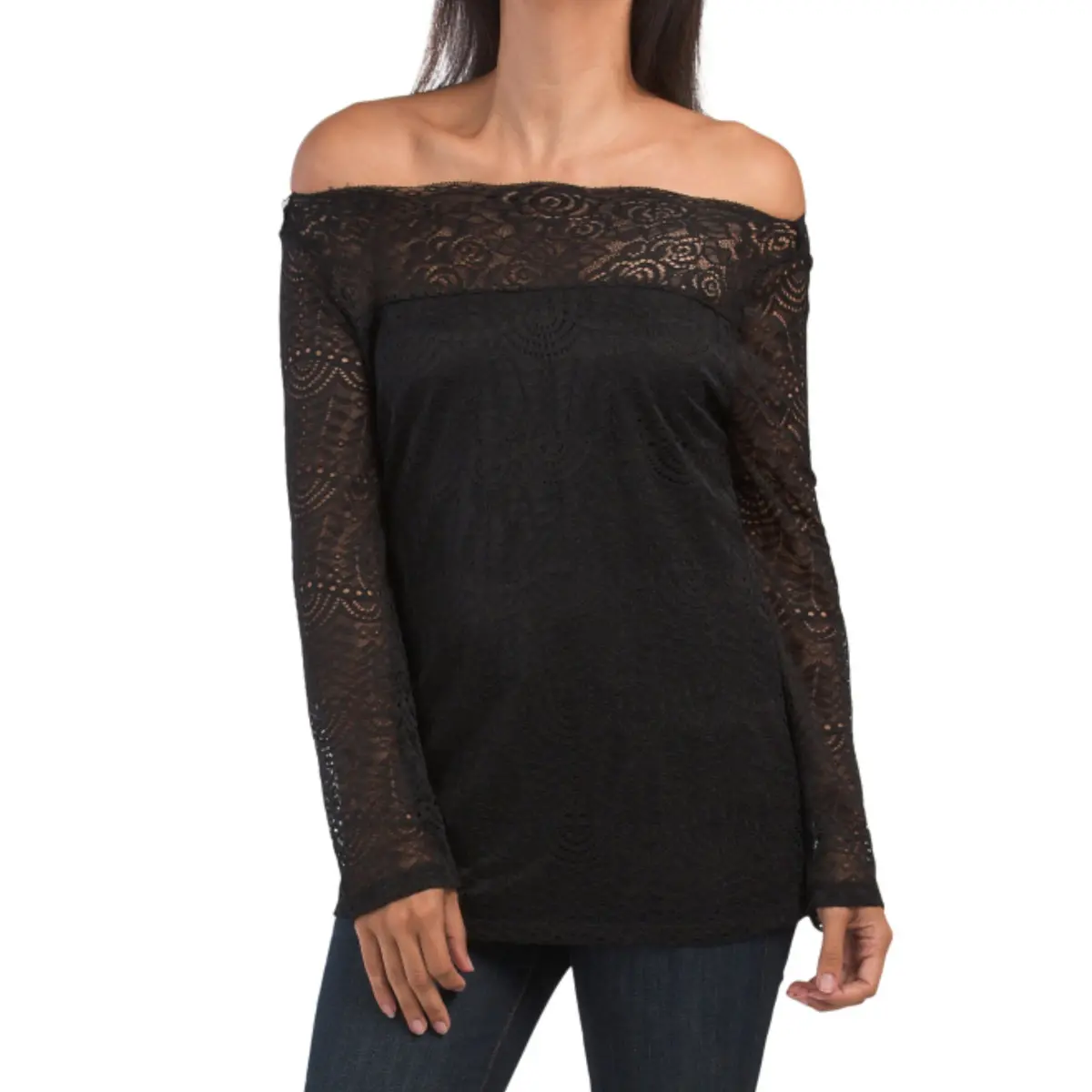 Adiva Women's All Over Off The Shoulder Lace Top 1
