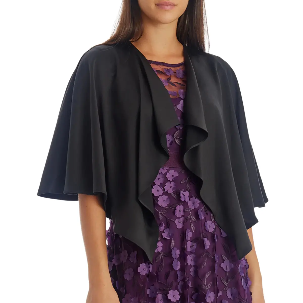 Adrianna Papell Women's Satin Reversible Cape Evening Shawl 1