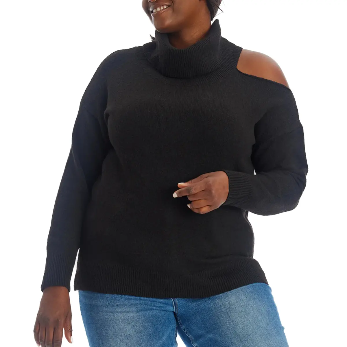 Adyson Parker Women's Plus Cozy Soft Knit Cutout Turtleneck Pullover Sweater 1
