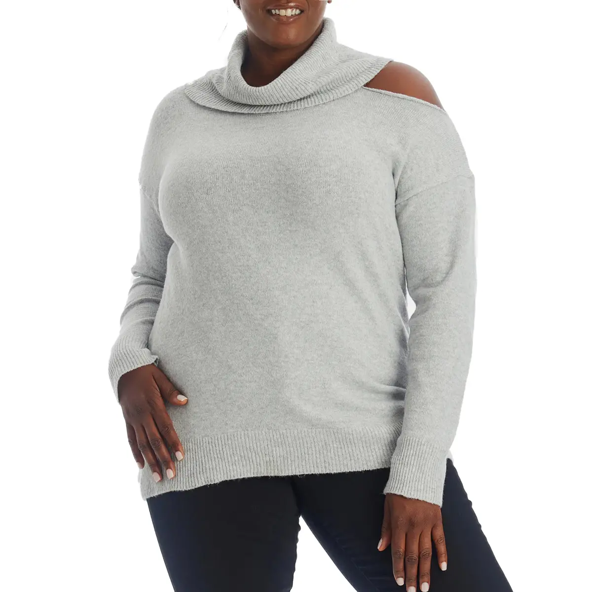 Adyson Parker Women's Plus Cozy Cutout Turtleneck Soft Knit Pullover Sweater 1