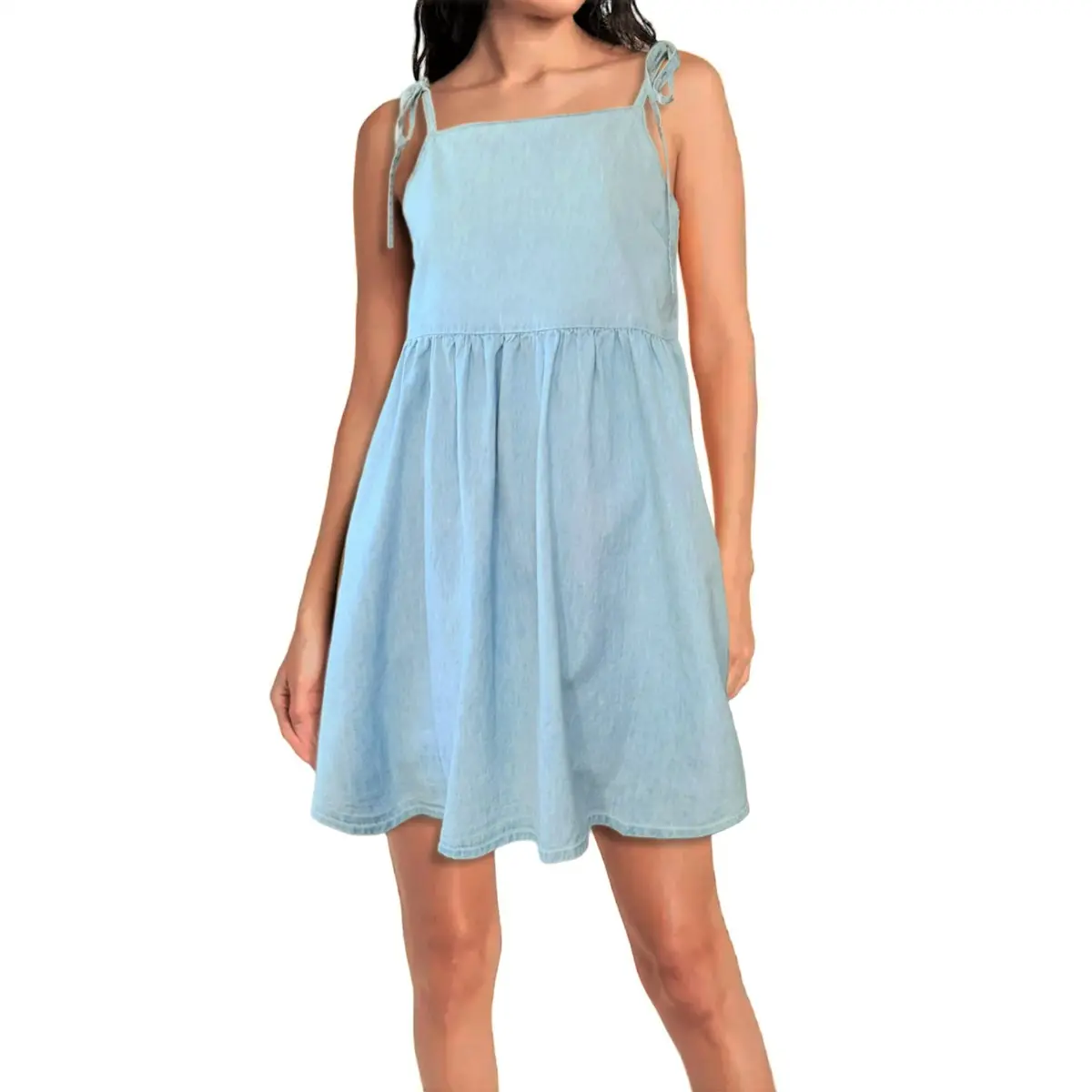 Asos Tie Straps Lightweight Denim Mini Dress 1