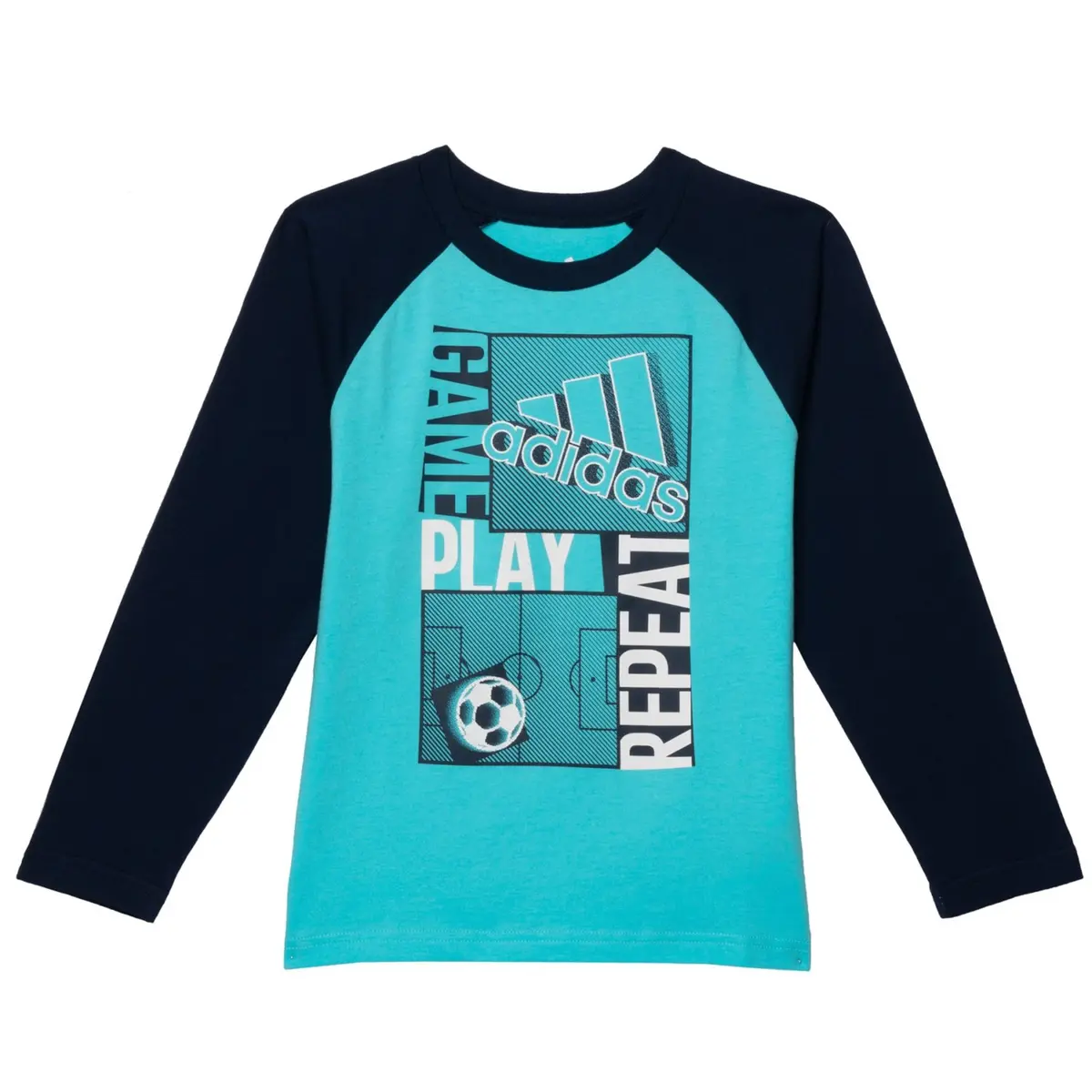 Adidas Boy's Play Game Graphic Print Raglan Long Sleeve Tee Casual Active T-Shirt 1