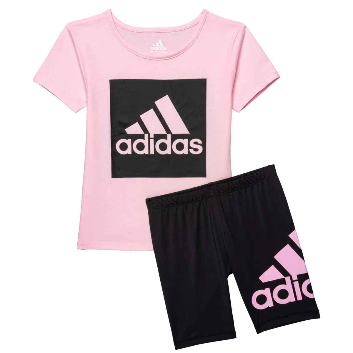 Adidas Little Girls Color Block T-Shirt And Bike Shorts Set 1
