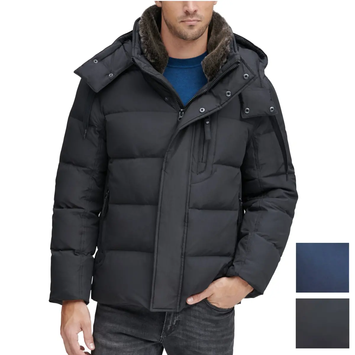 Andrew Marc Baltic Down Filled Fur Collar Hooded Puffer Coat Jacket 1