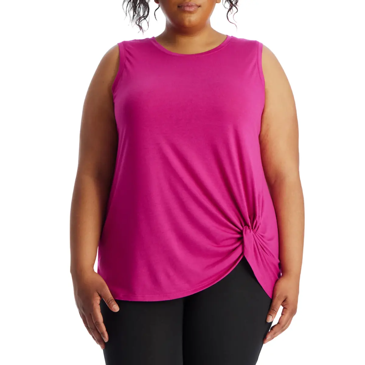 Andrew Marc Women's Plus Asymmetric Twisted Active Tank Top 2