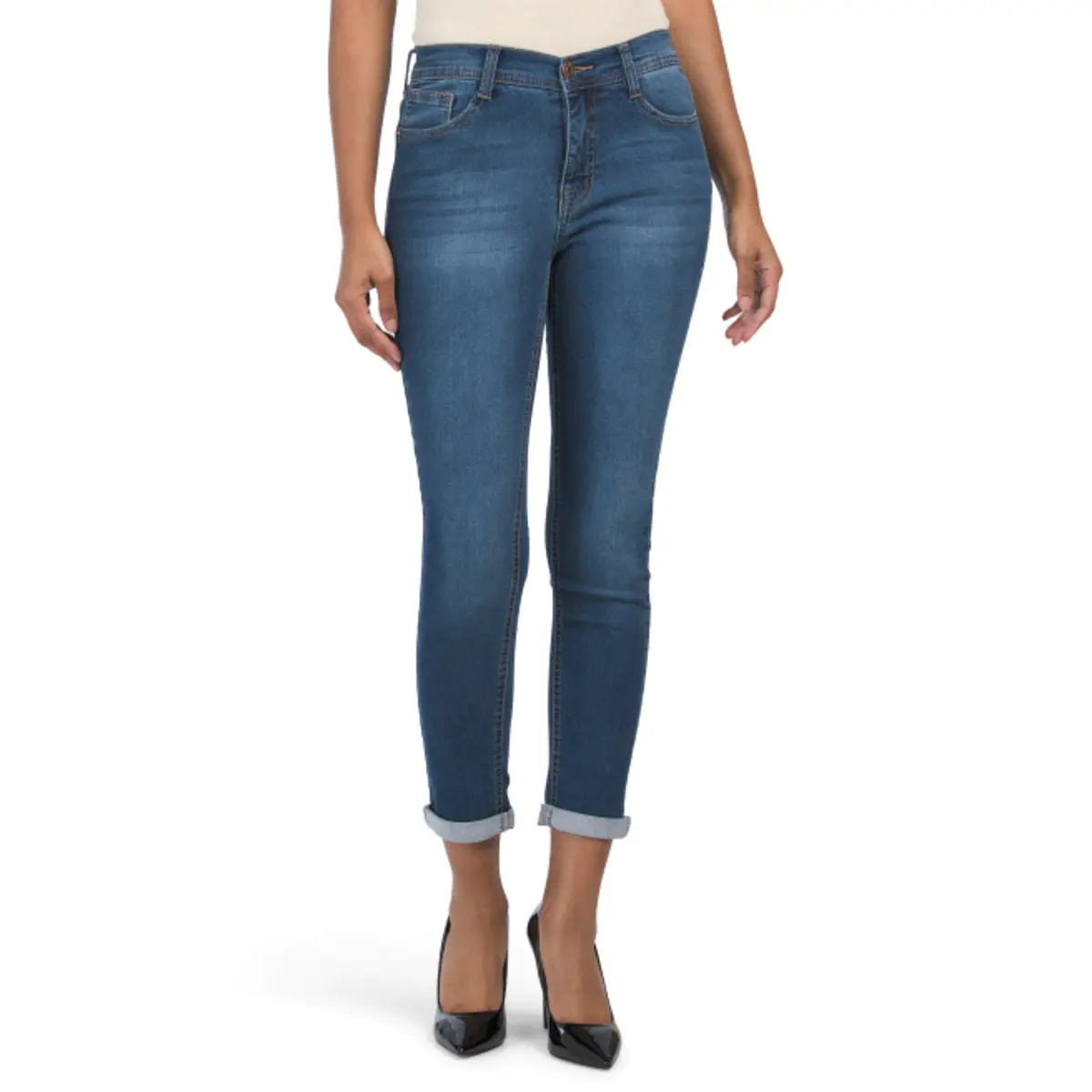Angels Forever Young Women's High Rise Tummy Tech Panel Denim Skinny Jeans 1
