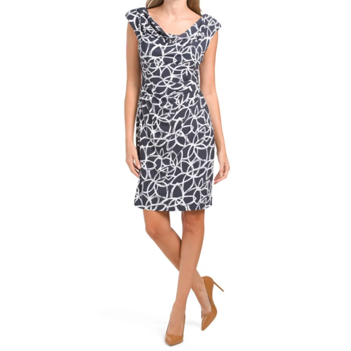 Anne Klein Women's Valerie Floral Print Cowl Neck Mini Dress 1
