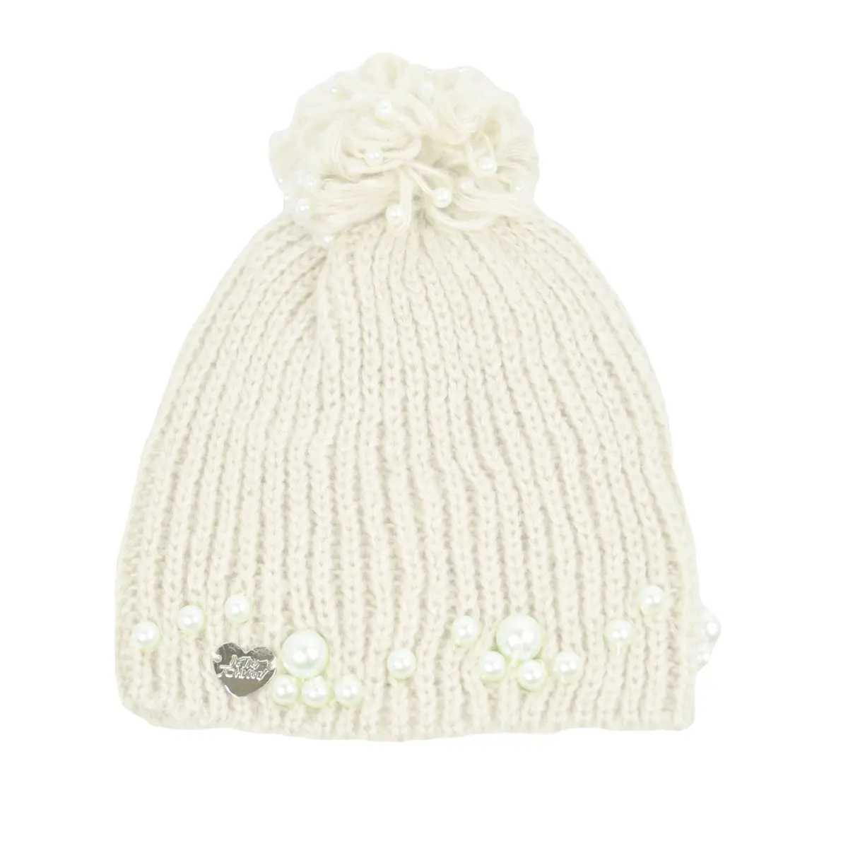 Betsey Johnson Women's Faux Pearl Embellished Beanie Knit Winter Hat 1