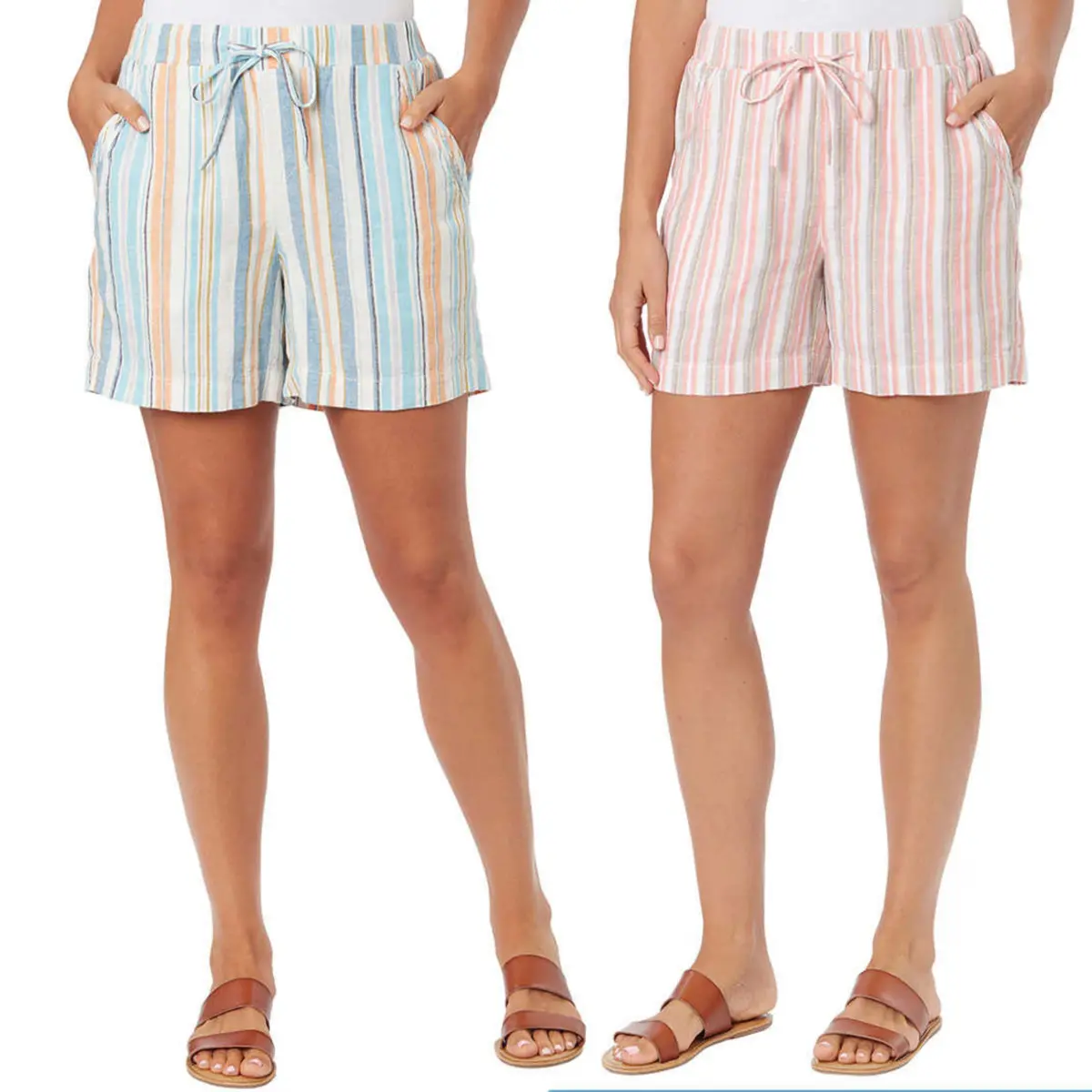 Briggs Women's Lightweight Linen Blend Drawstring Tie Casual Pull-On Shorts 1