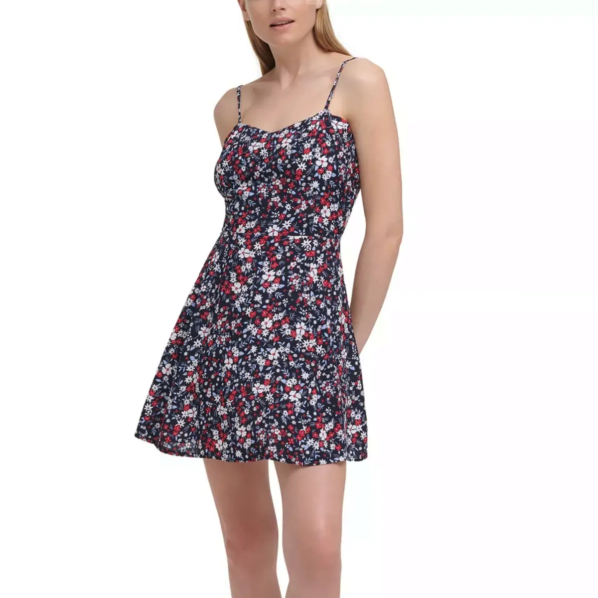 Calvin Klein Jeans Women's Floral Print Adjustable Strap Skater Mini Dress 1