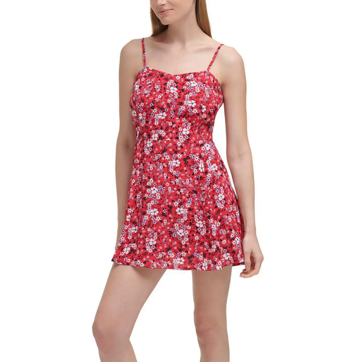 Calvin Klein Jeans Women's Floral Print Adjustable Strap Skater Mini Dress 1