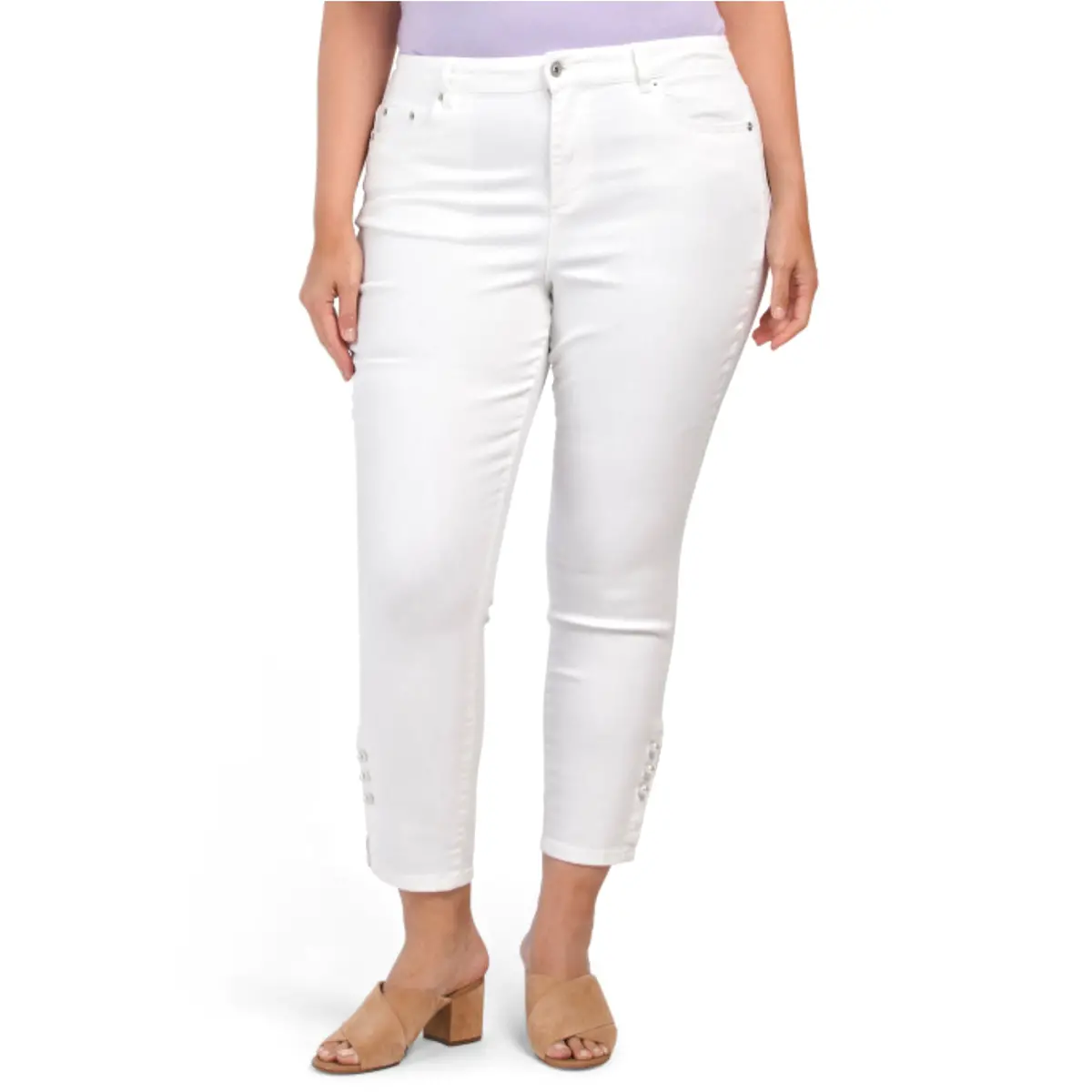 Cece Women's Plus 5 Pocket Pearls Embellished Cropped Skinny Jeans 1
