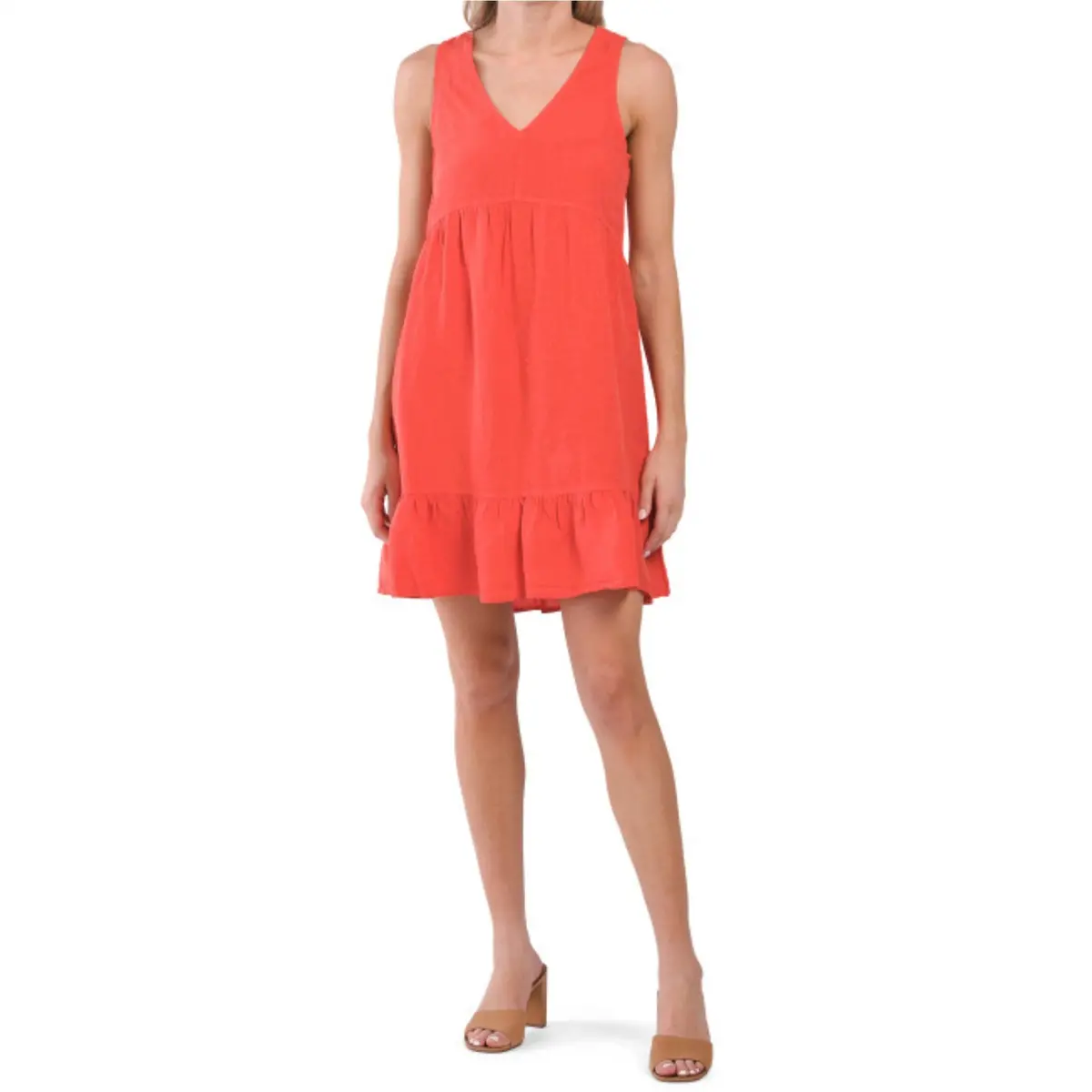 Cynthia Rowley Women's Linen V-Neck Tiered Ruffle Mini Dress 1
