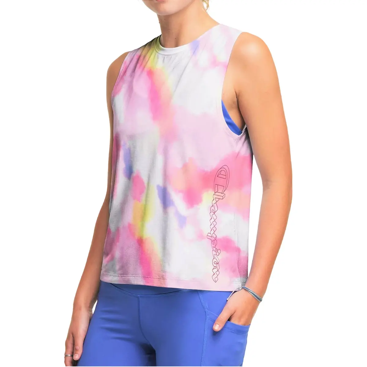 Champion Women's Athletic Quick Dry Lightweight Logo Tie Dye Print Tank Top 1