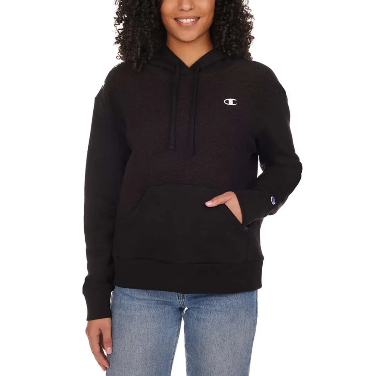 Champion Women's Kangaroo Pocket Herringbone Cotton Blend Hoodie 1
