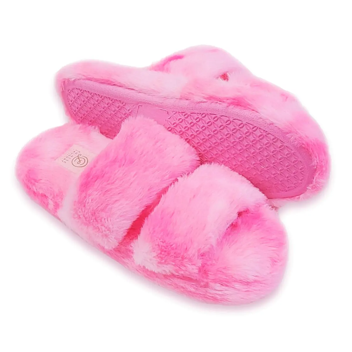 Chinese Laundry Women's Tie Dye Double Strap Faux Fur Slippers 1