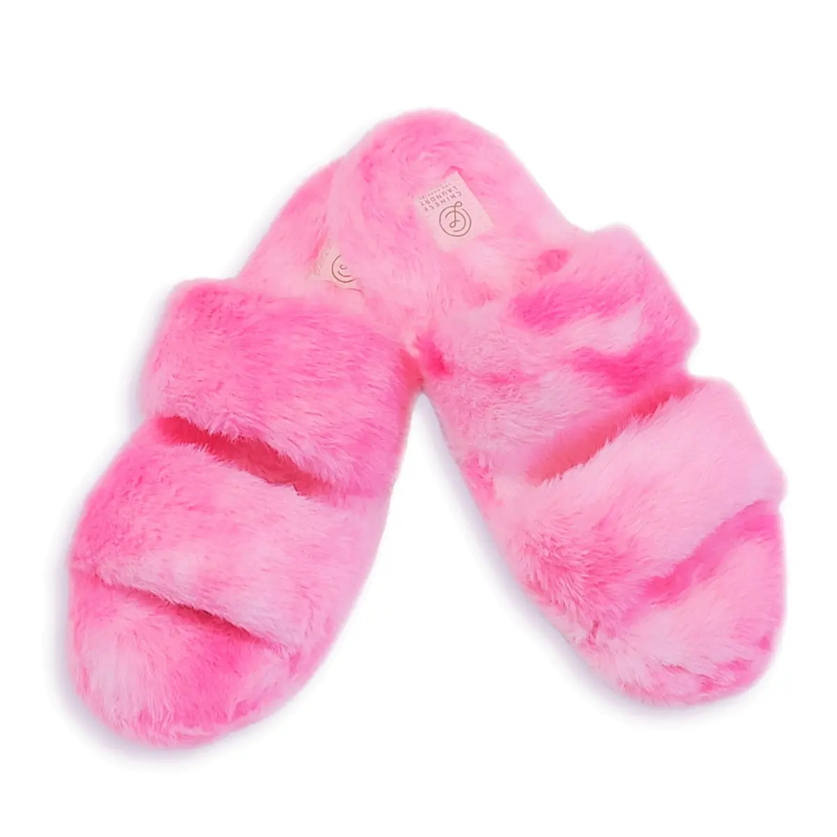 Chinese Laundry Women's Tie Dye Double Strap Faux Fur Slippers 2