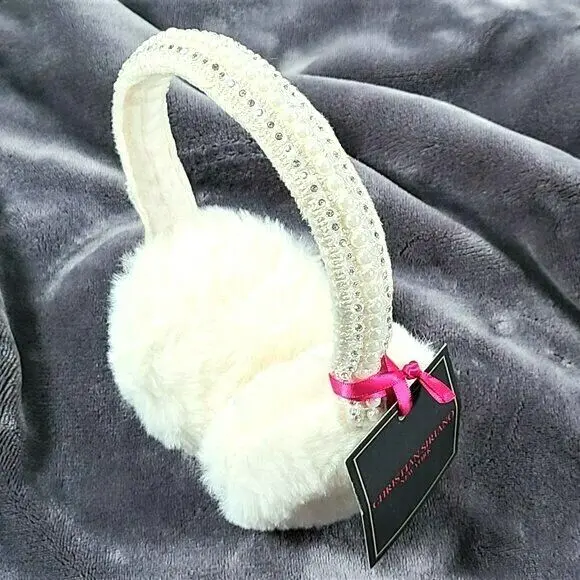 Christian Siriano Women's Pearl Band Faux Fur Earmuffs 2