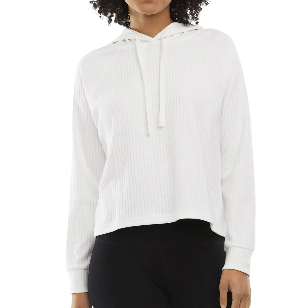 Danskin Women's Textural Ribbed Cotton Sweatshirt Active Top Hoodie 1