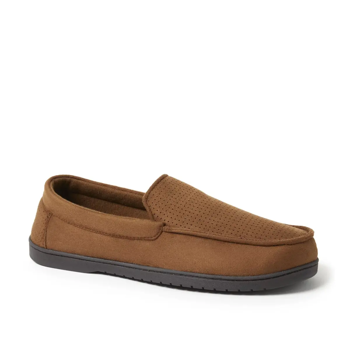 Dearfoams Men's Jason Perforated Microsuede Memory Foam Indoor Outdoor Moccasin Slippers 1