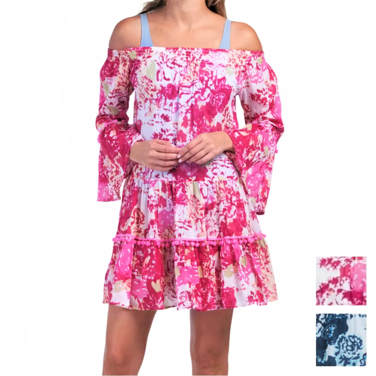 Debbie Katz Women's Talulah Off The Shoulder Ruffle Trim Mini Dress Swim Cover-Up 1