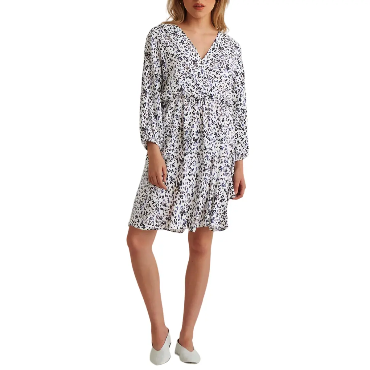 Dex Women's Faux Wrap Leopard Print Mini Dress 1