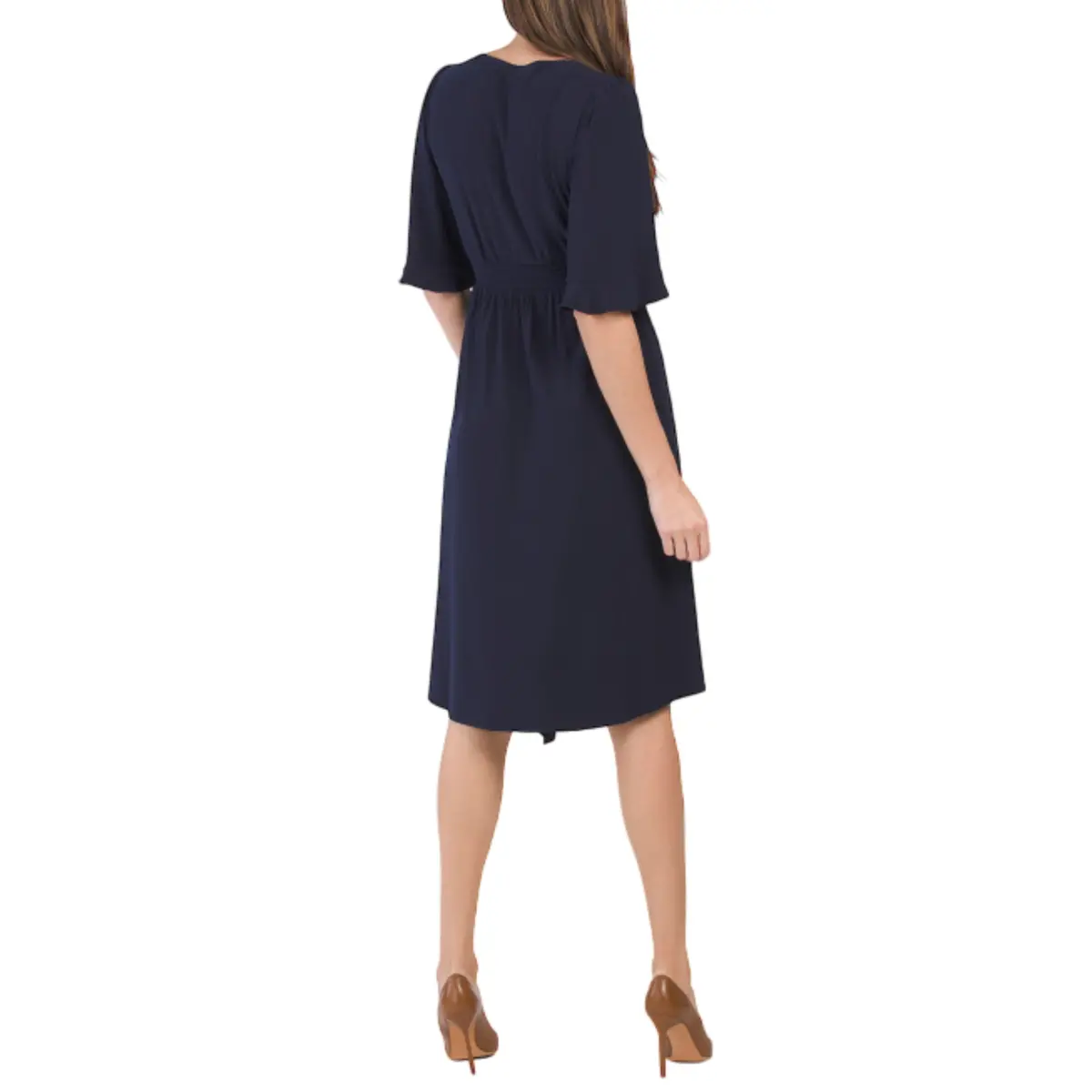 Eliza J Women's Elbow Sleeve V-Neck Front Slit Asymmetric Party Cocktail Midi Dress 2