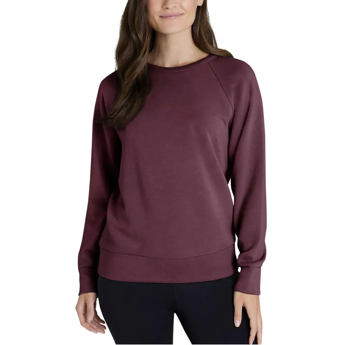 Eddie Bauer Women's Crewneck Sweatshirt Brushed Four Way Stretch Casual Active Top 1