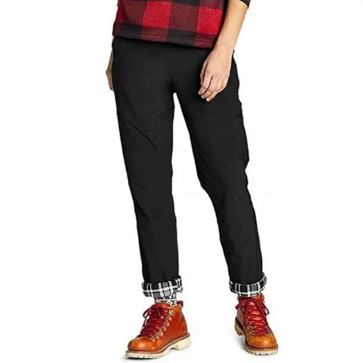 Eddie Bauer Women's Storm Repel Fleece Plaid Lined Lightweight Stretch Casual Pants 1