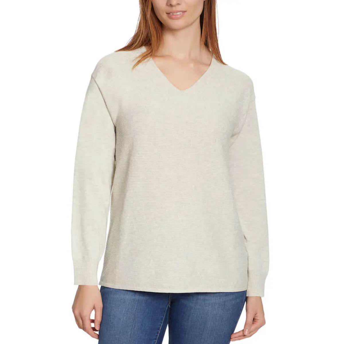 Ella Moss Women's Soft Ribbed Knit V-Neck Sweater 1