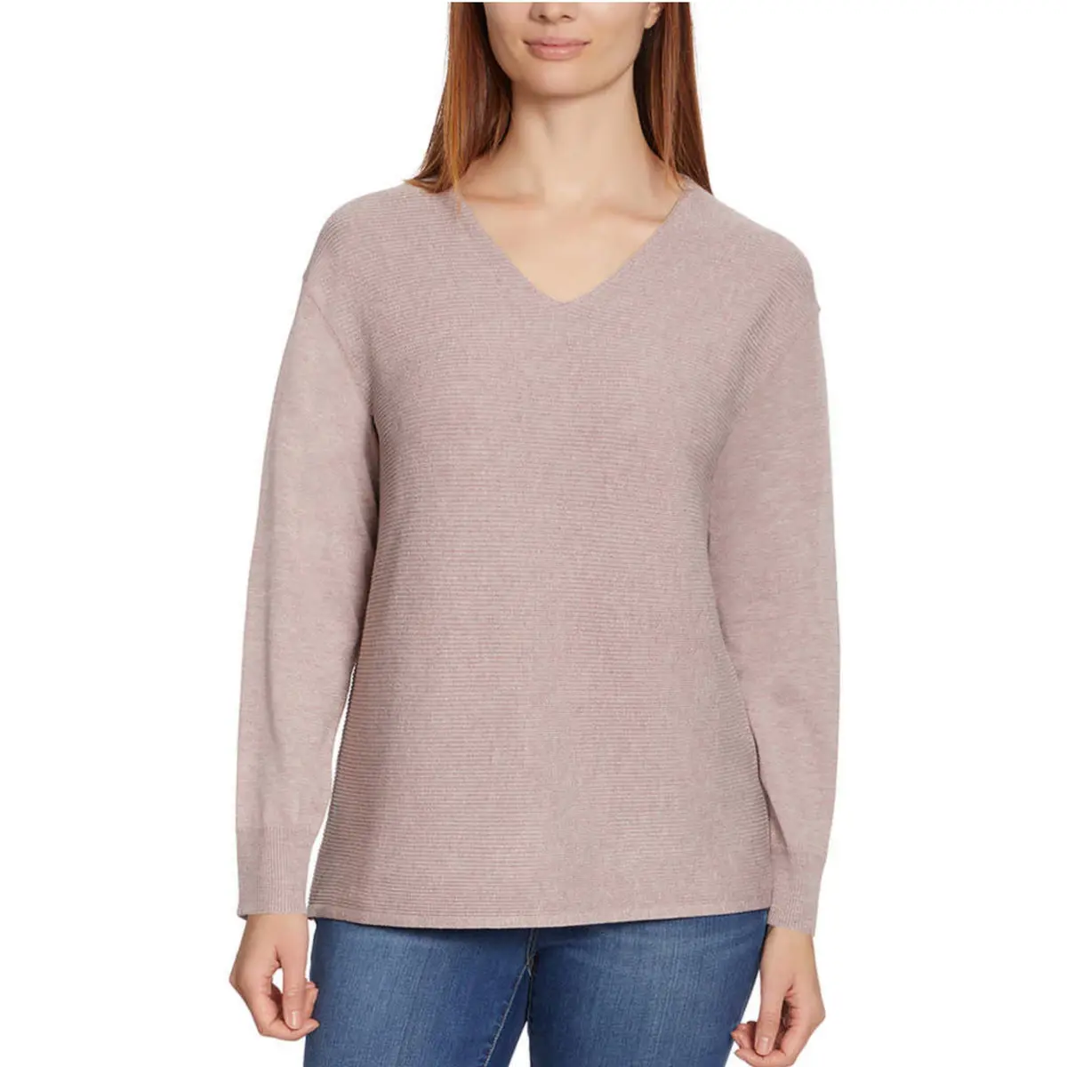 Ella Moss Women's Soft Ribbed Knit V-Neck Sweater 1