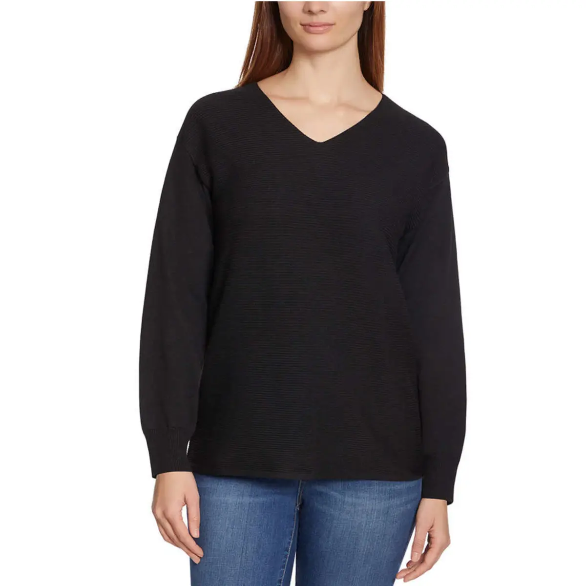 Ella Moss Women's Soft Ribbed Knit V-Neck Sweater 1