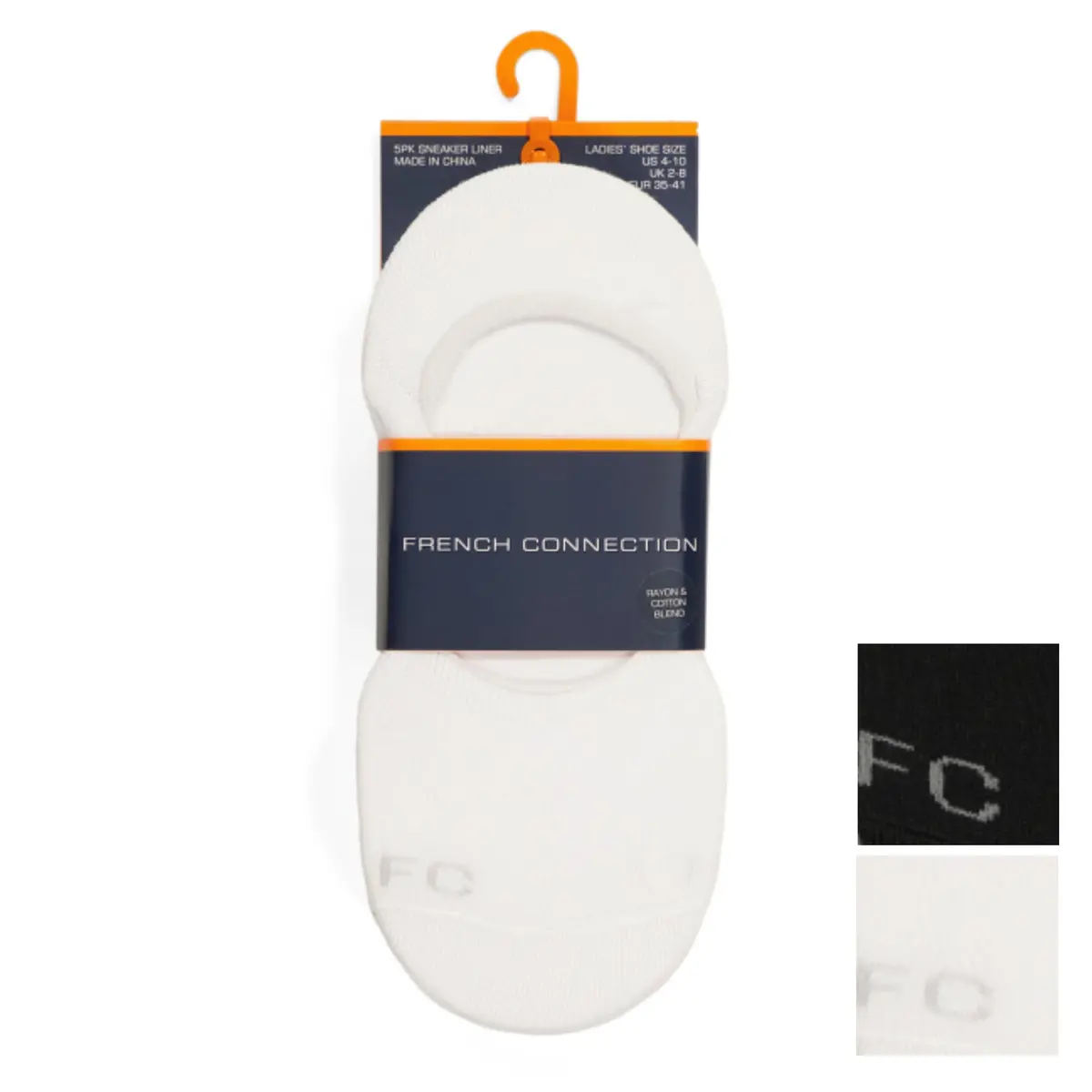 French Connection Women's 5-Pk Cotton Blend Sneaker Liners No-Show Socks 1