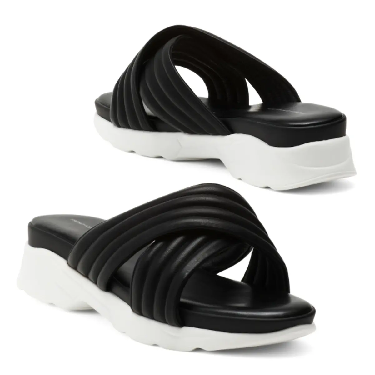 French Connection Women's Puffed Criss-Cross Open Toe Platform Sandals 1