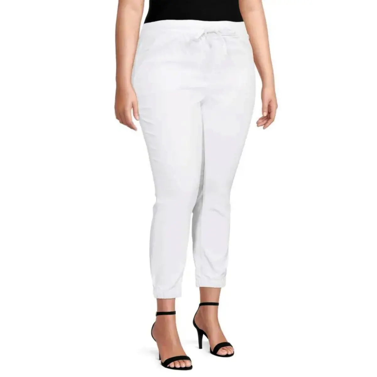 Gemma Rae Women's Plus Drawstring Waist Cropped Denim Jogger Jeans 1