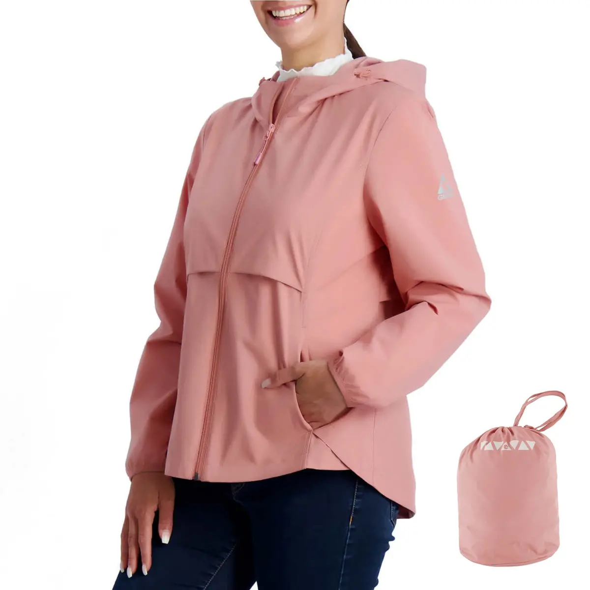 Gerry Women's Packable High-Low Hem Lightweight Hooded Jacket 1