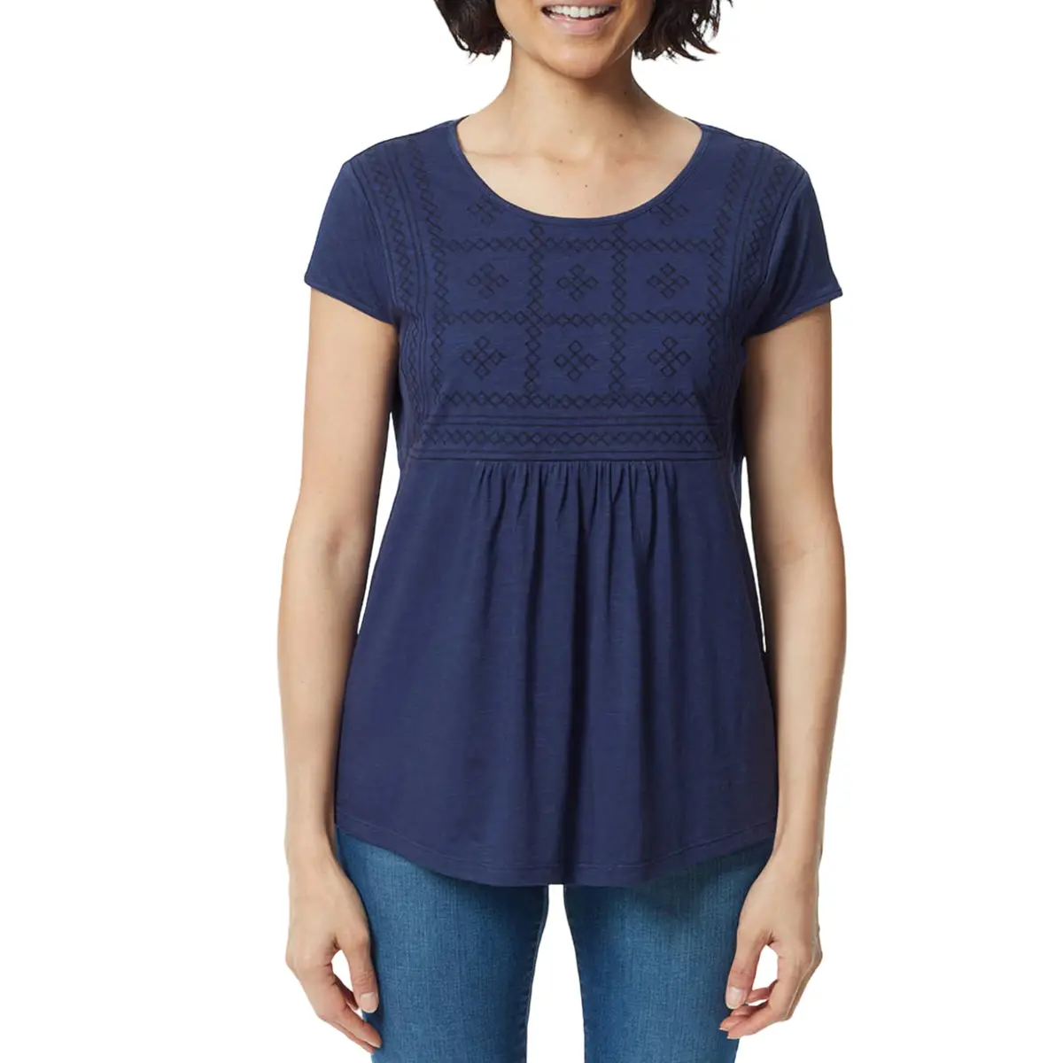 Gloria Vanderbilt Women's Plus Embroidered Relaxed Fit Tee Tunic Top 1