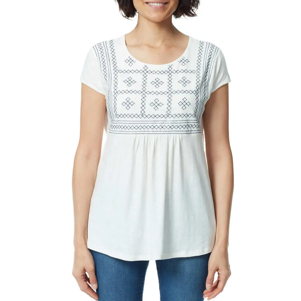 Gloria Vanderbilt Women's Plus Embroidered Relaxed Fit Tee Tunic Top 1