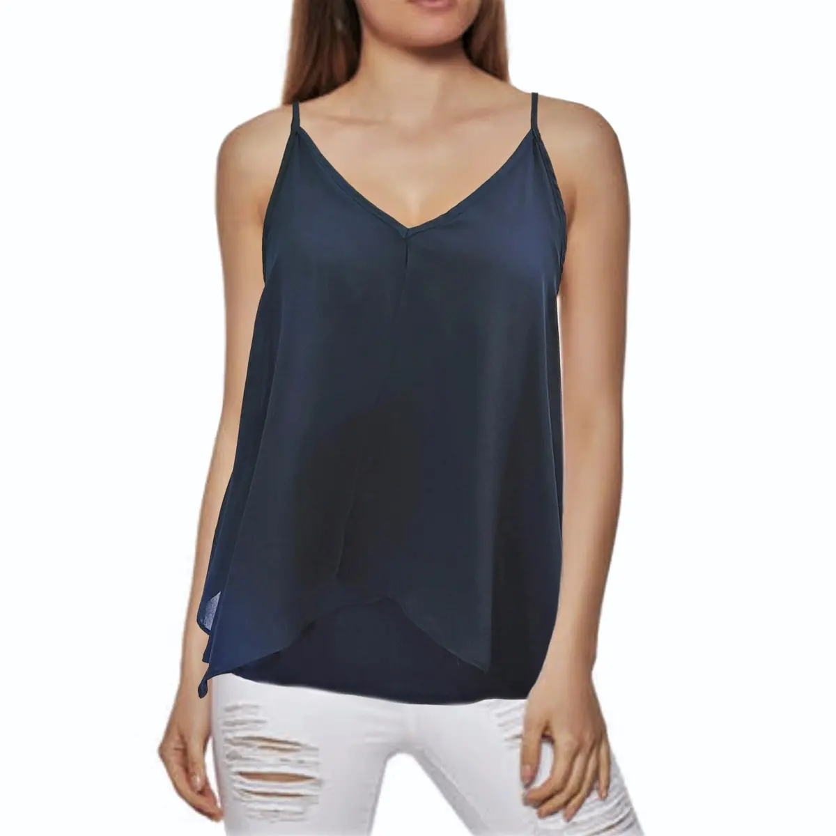 Green Envelope Women's Chiffon Overlay Fly Away Tank Top Camisole 1