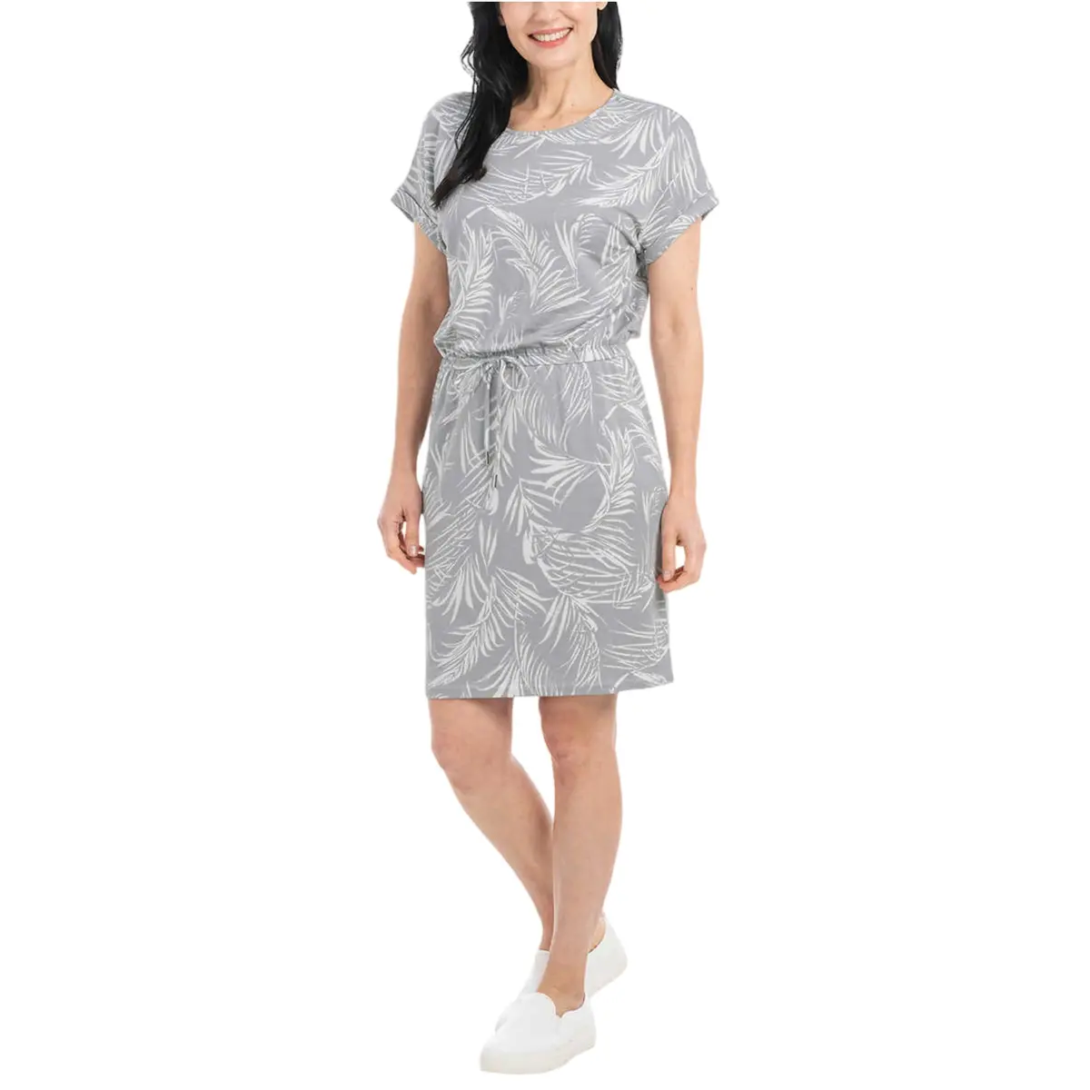 Hilary Radley Women's Short Sleeve Drawstring Waist Mini Dress 1