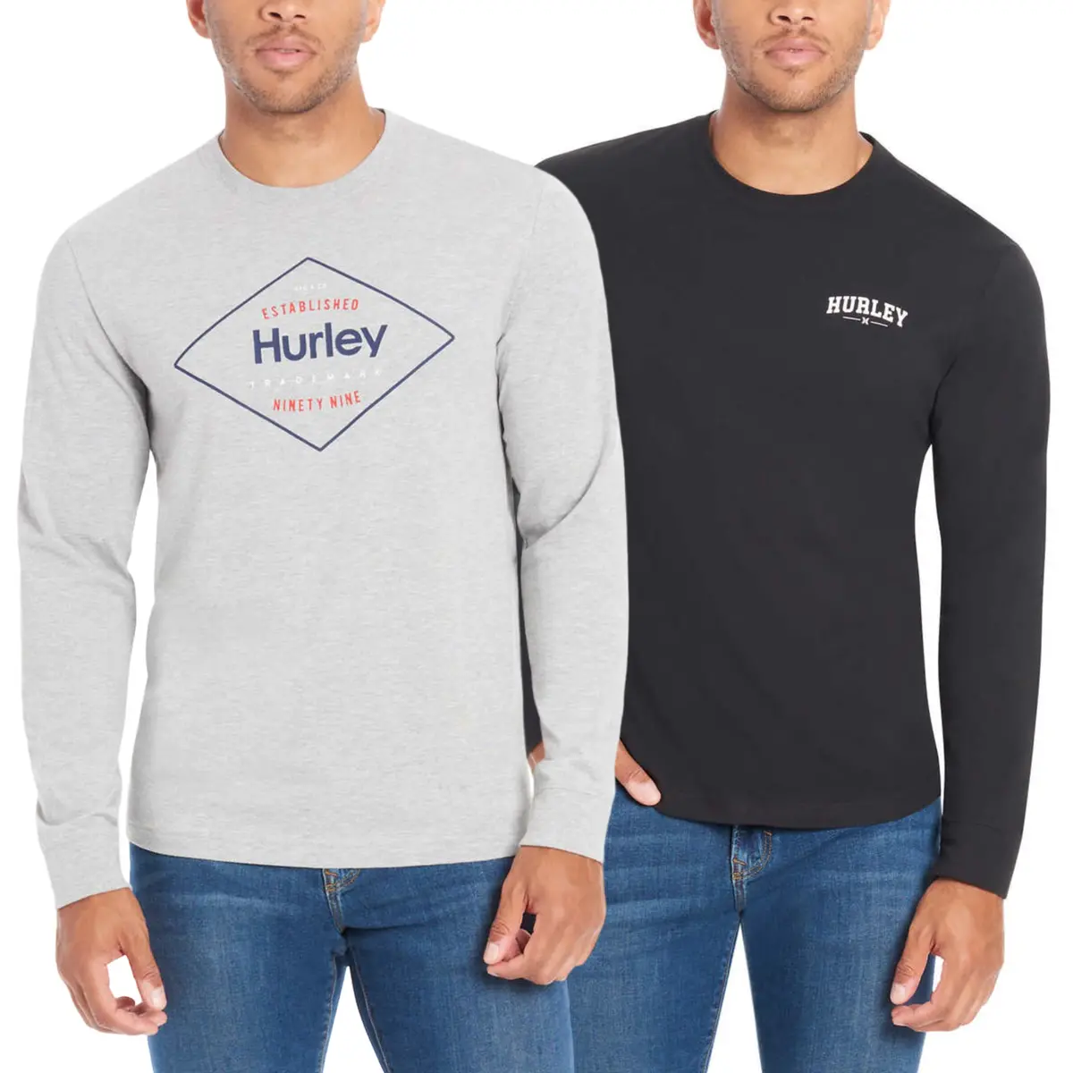 Hurley Men’S Long Sleeve Tee Lightweight Graphic Print T-Shirt 1