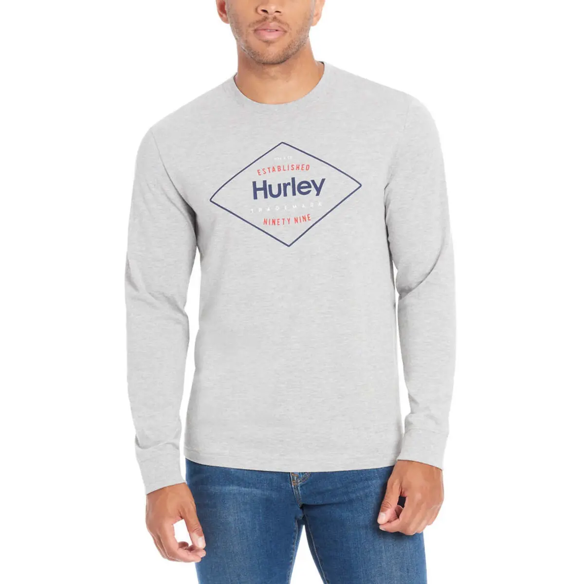Hurley Men’S Long Sleeve Tee Lightweight Graphic Print T-Shirt 1