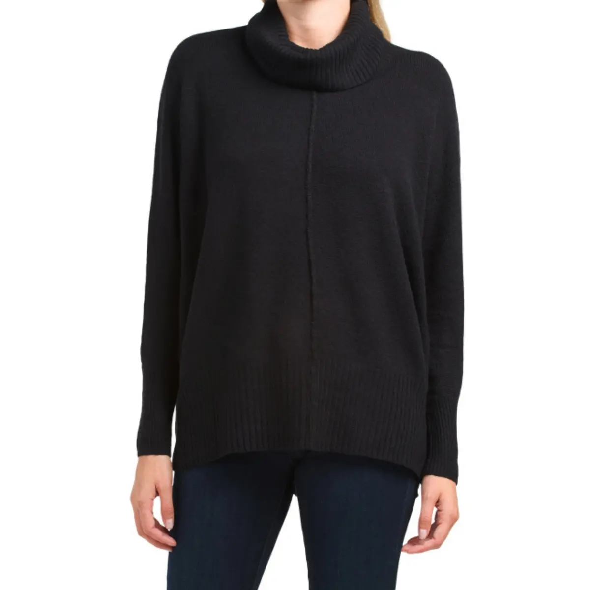 Jessica Simpson Women's Long Sleeve Cowl Neck Poncho Knit Tunic Sweater 1