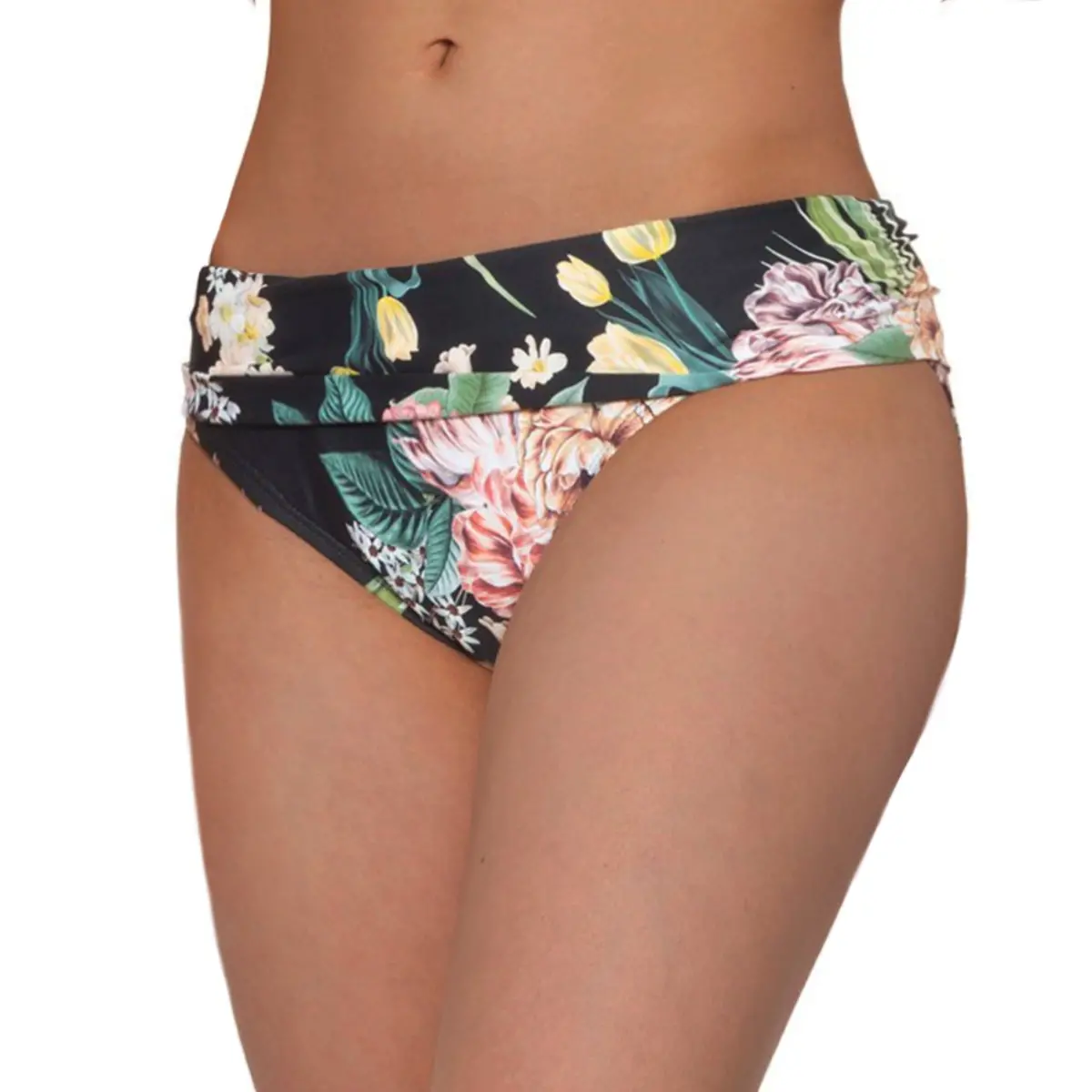 Jantzen Women's Pus Floral Print Upf 50 Fold-Over Hipster Swim Bikini Bottom 1